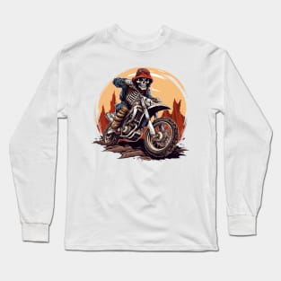 Skeleton Riding Dirt Bike Long Sleeve T-Shirt